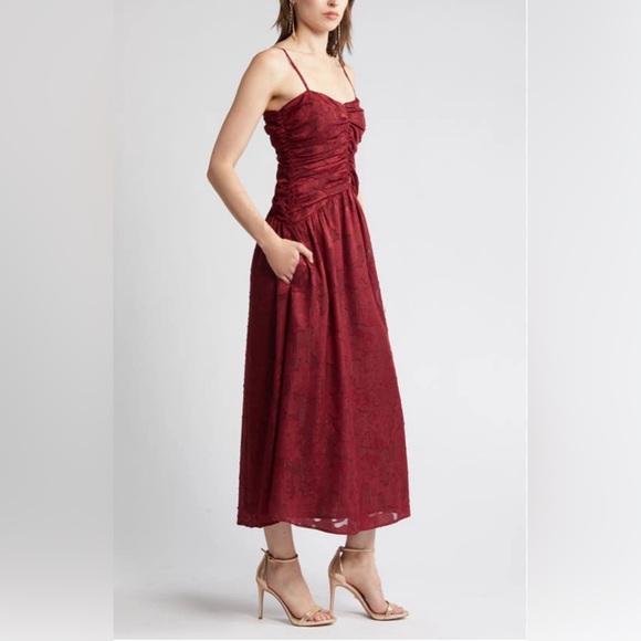 Lost +Wander EUC Celestial Glow Metallic Stripe Cocktail Dress in Maroon Size M - Picture 1 of 11